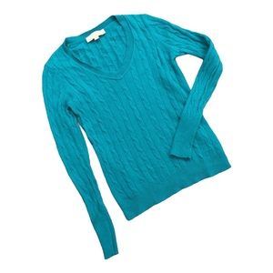 New York & Co Blue Green Cable Knit Sweate…